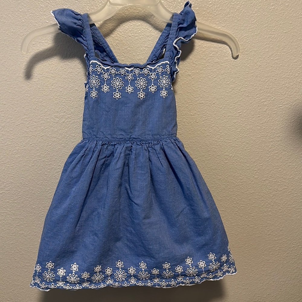 CAT & JACK Toddler Girls Blue with White Floral Detail Summer Dress Size 5T